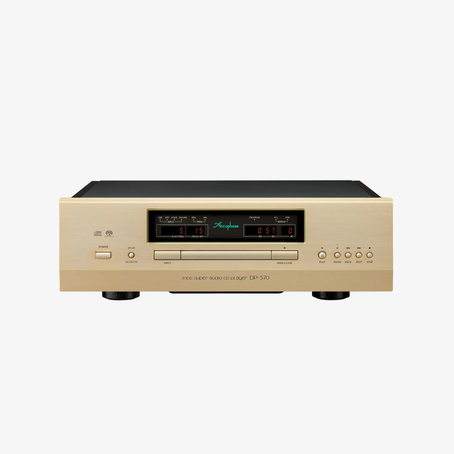 Lecteur CD Accuphase DP-570 avec mécanisme de lecture suspendu et convertisseur haute précision